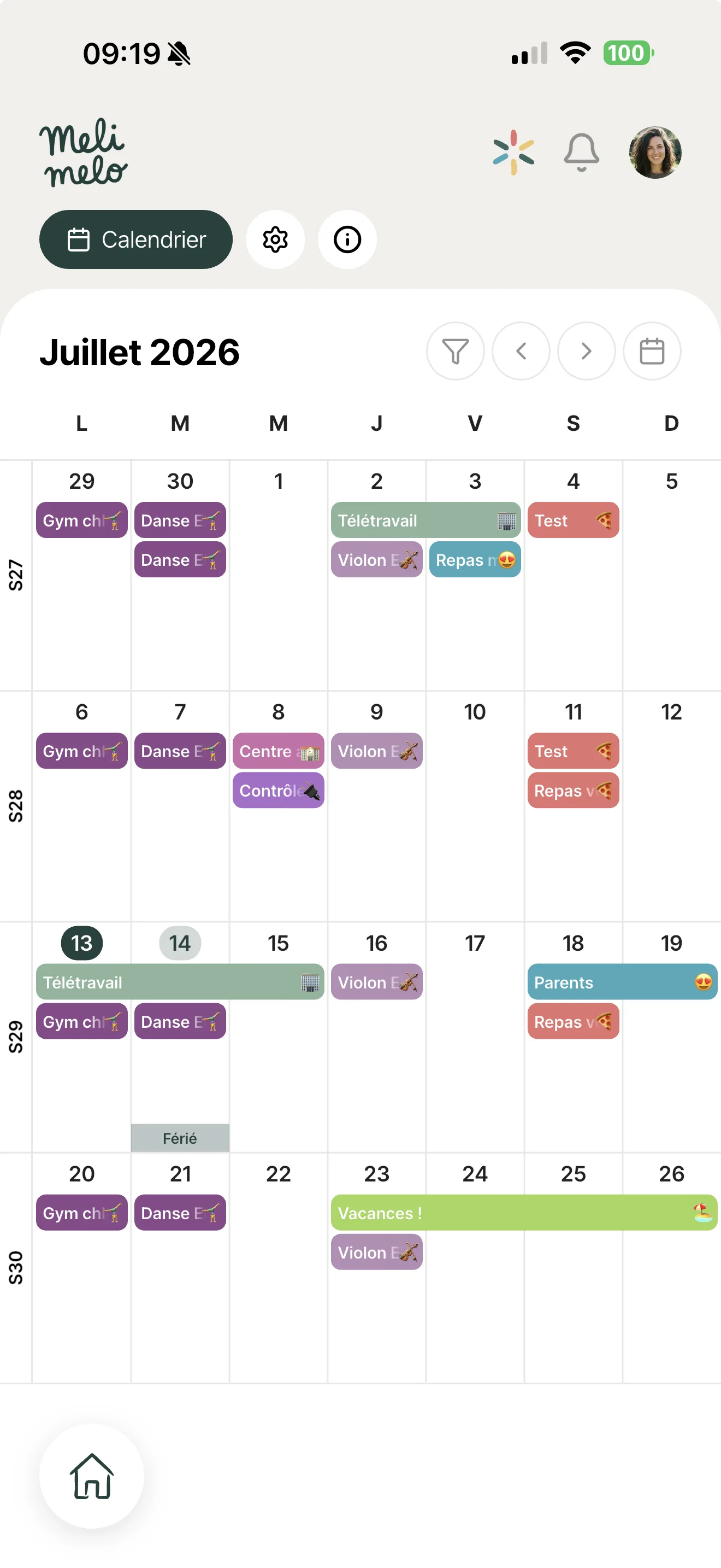 Calendrier du foyer